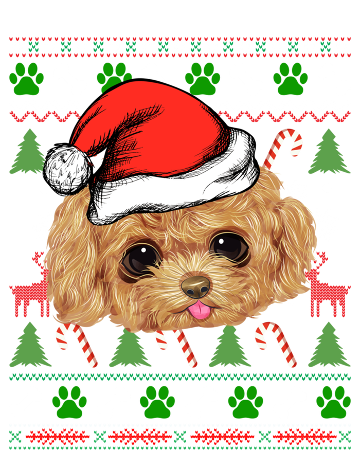 Funny Poodle Christmas Ugly Sweater Poodle Tree Lights Xmas Gift Striped Beanie with Solid Band