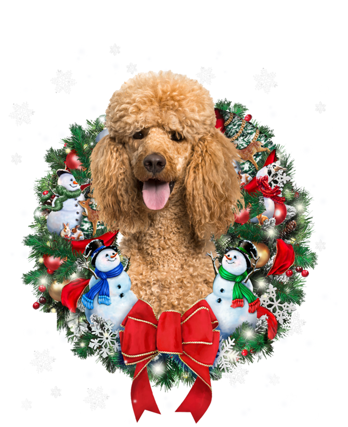 Poodle Christmas Wreath Ornat Decoration Dog Xmas Pajama Gift Kids Long Sleeve Shirt