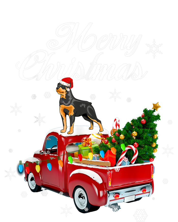 Rottweiler Dog Riding Red Truck Christmas Tree Xmas Dog Funny Gift T-Shirt