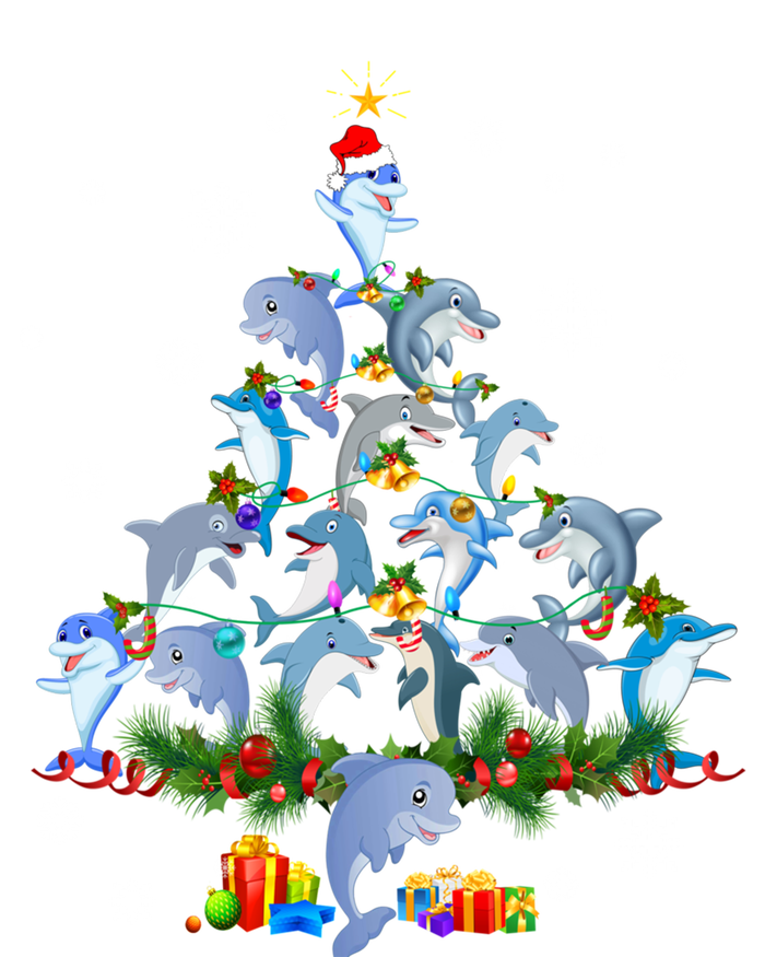 Santa Dolphin Fish Lover Xmas Dolphin Christmas Tree Funny Gift T-Shirt