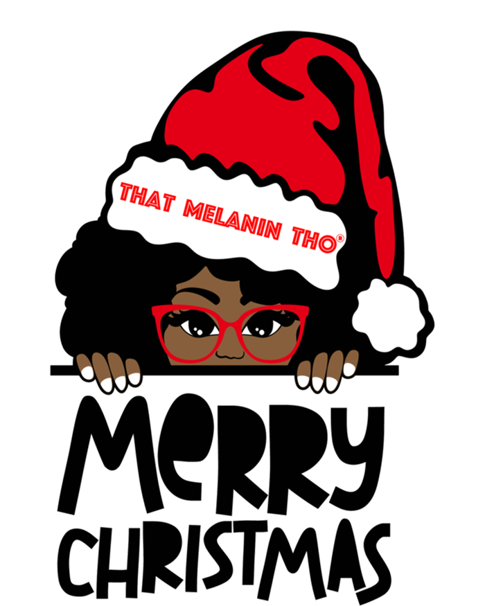 That Melanin Merry Christmas Mrs Claus Black Peeking Santa Cute Gift T-Shirt