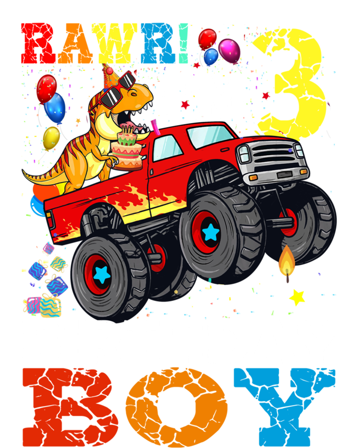 3 Year Old Funny Gift 3rd Birthday Boy Dinosaur Monster Truck Gift Baby Bodysuit