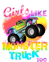 Girls Like Monster Trucks Too Girl Monster Truck Gift Striped Beanie with Solid Band