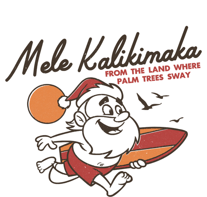 Vintage Cute Mele Kalikimaka Christmas Santa Surfing Costume T-Shirt