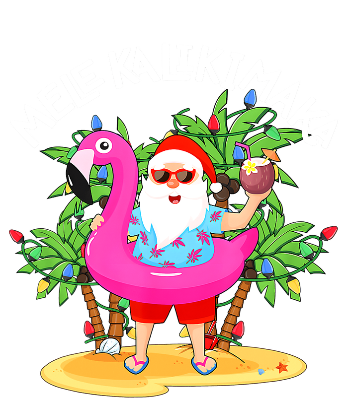 Santa Flamingo Mele Kalikimaka Tropical Christmas Hawaiian Kids T-Shirt