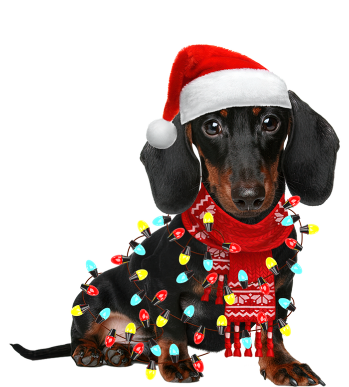 Funny Santa Dachshund Christmas Tree Lights Xmas Dog Mom Funny Gift Tall Long Sleeve T-Shirt