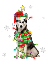 Cute Siberian Husky Dog Santa Christmas Tree Lights Xmas Gift Tall T-Shirt