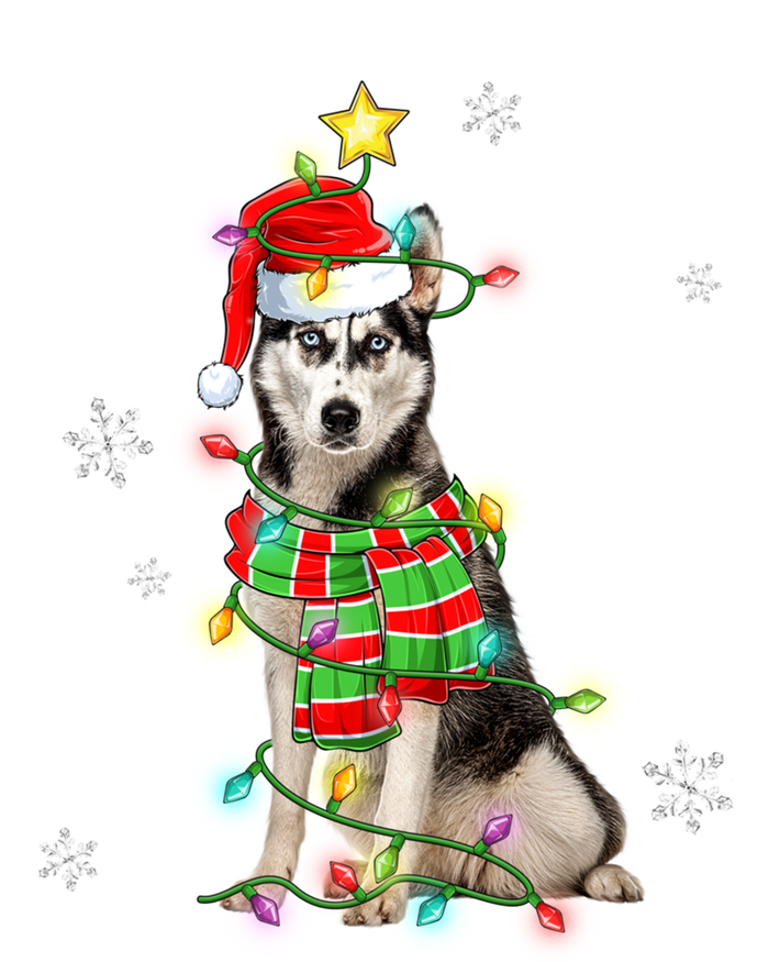 Cute Siberian Husky Dog Santa Christmas Tree Lights Xmas Gift Tall T-Shirt