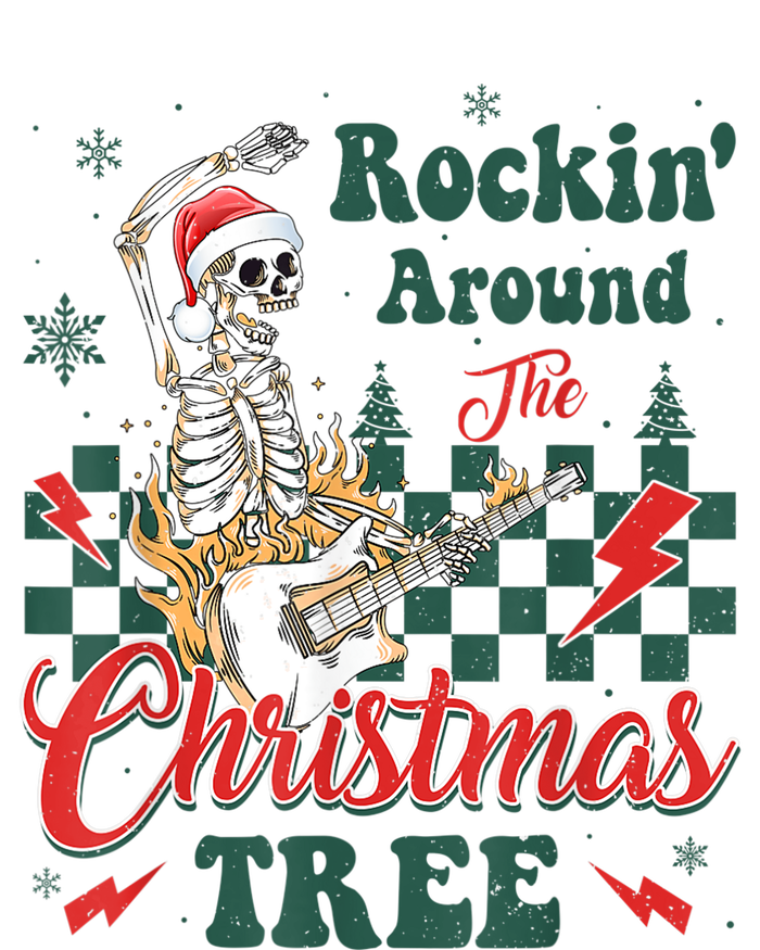 Rocking Around Christmas Tree Santa Hat Skeleton Guitar Xmas Sweatshirt Cinch Pack Bag