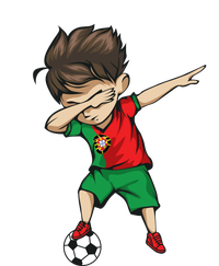 Dabbing Soccer Boy Portugal Jersey Shirt Portuguese Football Toddler Fine Jersey T-Shirt