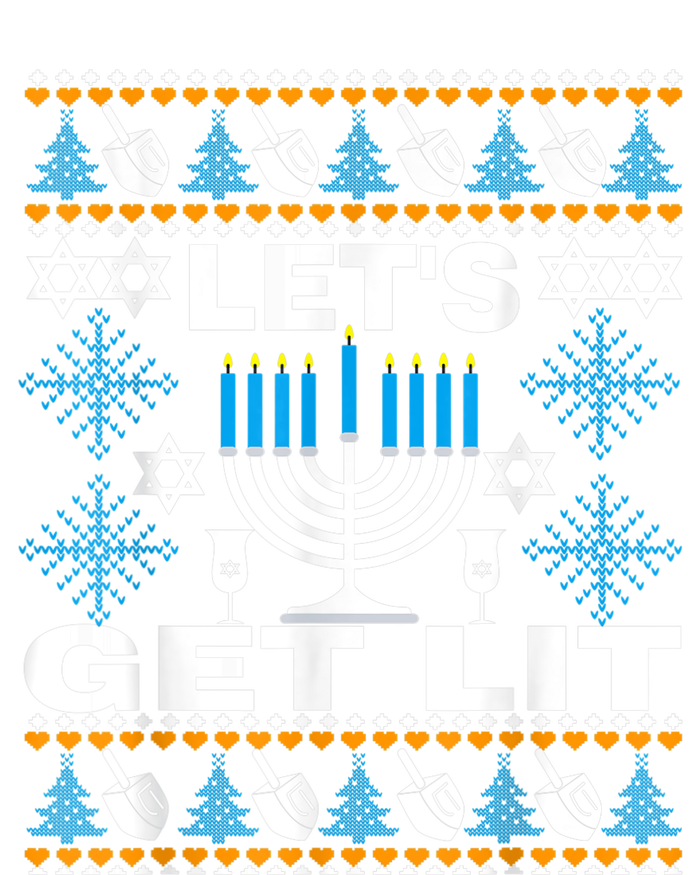 Let's Get Lit Chanukah Happy Hanukkah Ugly Sweater For  Kids Long Sleeve Shirt