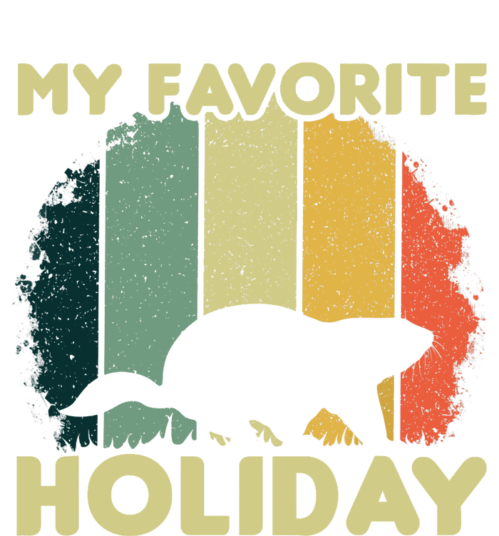 Vintage Cute Groundhog Favorite Holiday Happy Groundhog Day Womens Cotton Relaxed Long Sleeve T-Shirt