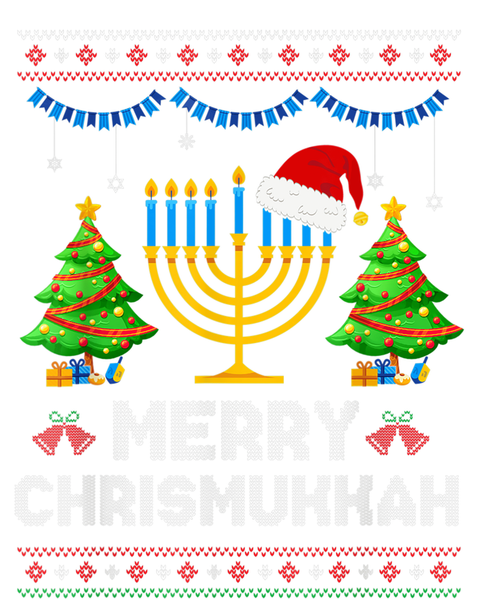 Merry Chrismukkah Happy Hanukkah Christmas Santa Hat Menorah Women's Pullover Hoodie