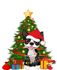 Santa Reindeer Boston Terrier Christmas Tree Lights Dog Gift T-Shirt