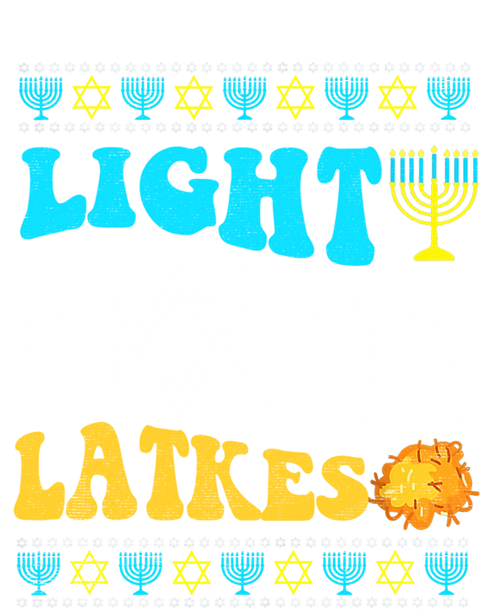 Ugly Hanukkah Sweater - Light Love Latkes Chanukah Jewish Large Microfiber Waffle Golf Towel