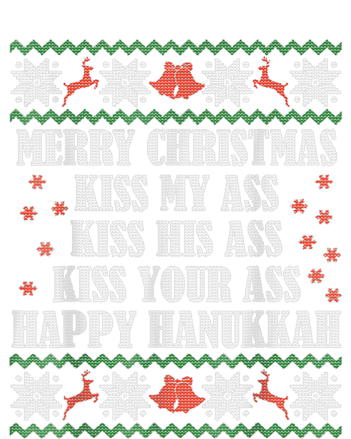 Merry Christmas Kiss My Ass His Ass Your Ass Happy Hanukkah Striped Beanie with Solid Band