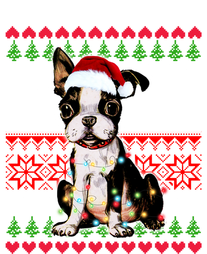 Ugly Sweater Christmas Lights Boston Terrier Dog Lover Gift Sweatshirt