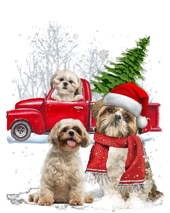 Shih Tzu Dog Riding Red Truck Christmas Tree Xmas Gift Toddler Long Sleeve Shirt