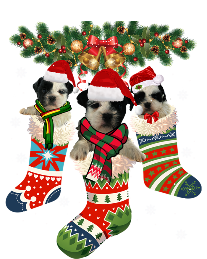 Three Shih Tzu In Sock Christmas Santa Xcute Giftmas Dog Funny Gift 16 in Basic Backpack