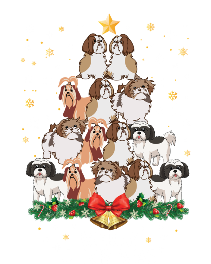 Xmas Shih Tzu Dog Tree Design For Boys Girls Shih Tzu Dog Gift T-Shirt