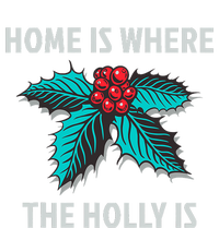 Home Is Where The Holly Is Holiday Christmas Holly Berries Full-Length Apron With Pockets