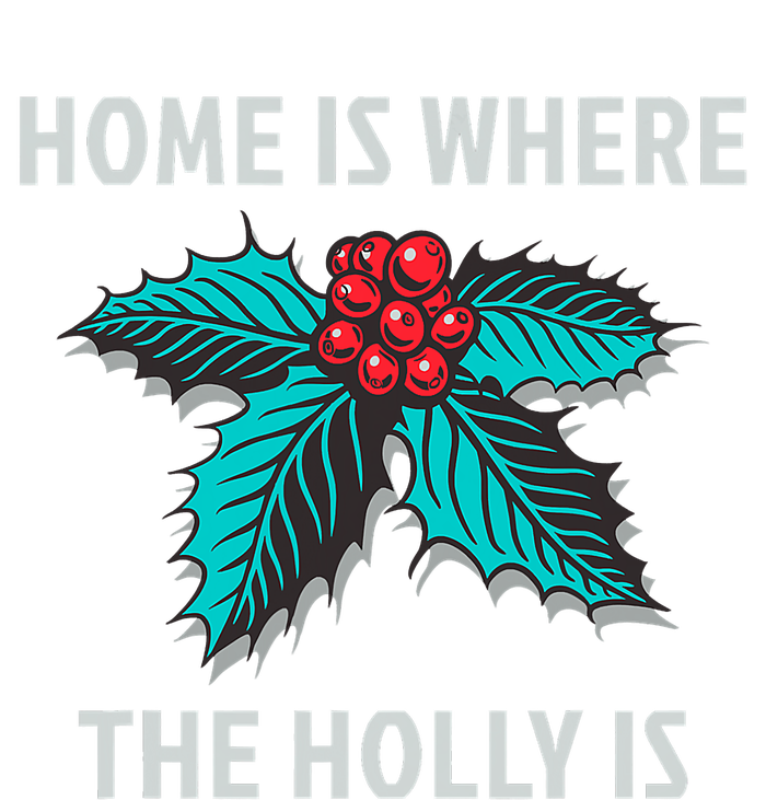 Home Is Where The Holly Is Holiday Christmas Holly Berries Full-Length Apron With Pockets