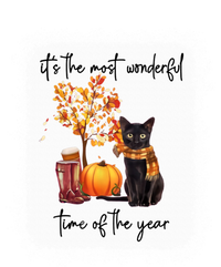 Black Cat Fall It‘s The Most Wonderful Time Of The Year Gift Women's Flannel Pajama Set