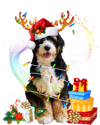 Bernedoodle Reindeer Christmas Lights Funny Dog Xmas Gift Cool Gift T-Shirt