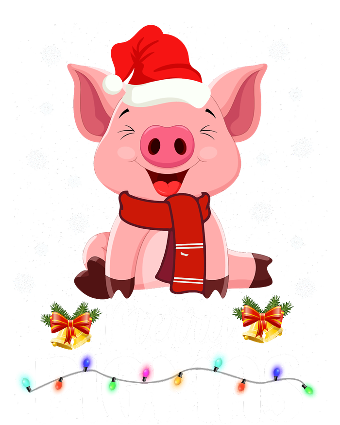 Merry Pigmas Pig Christmas Santa Hat Funny Xmas Light Farmer Kids Long Sleeve Shirt