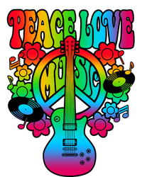 Cute Music Lover Colorful Guitar Lover Peace Love Music Tie-Dye T-Shirt