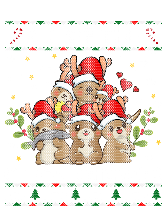 All Of The Otter Reindeer Ugly Christmas Sweater Gift Pom Pom 12in Knit Beanie