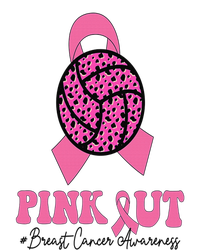 Breast Cancer Ribbon Pink Out Volleyball Pink Ribbon Leopard T-Shirt