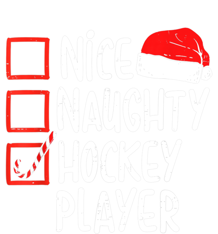 Nice Naughty Hockey Player Christmas Funny Xmas Santa Hat Gift Women's Long Sleeve Flannel Pajama Set 