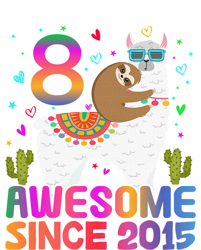 8 Year Old Awesome Since 2015 8th Birthday Teens Girls Kids Tie-Dye T-Shirt