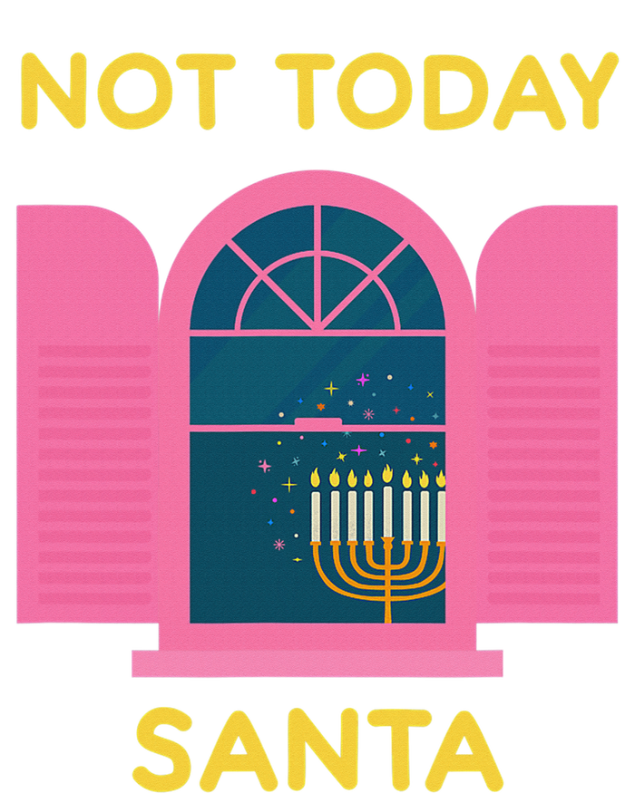 Not Today Santa Jewish Hanukkah Menorah Lights Dreidel Latke  Striped Beanie with Solid Band