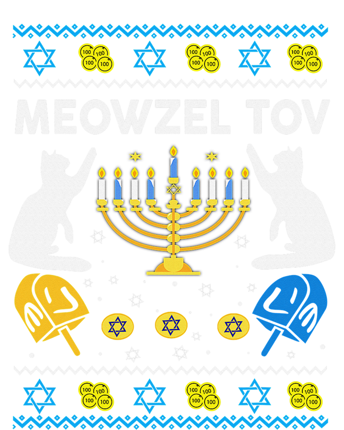 Ugly Hanukkah Cat Sweater Meowzel Tov Funny Tall Sweatshirt