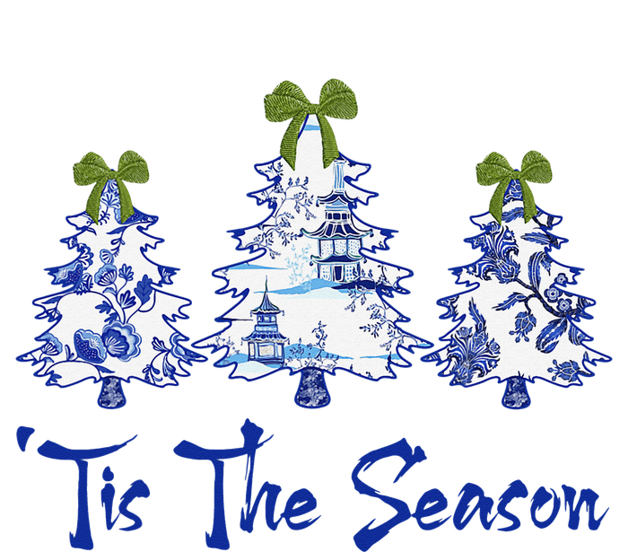 Tis The Season Chinoiserie Christmas Trees Funny Holiday  Valucap Bio-Washed Visor