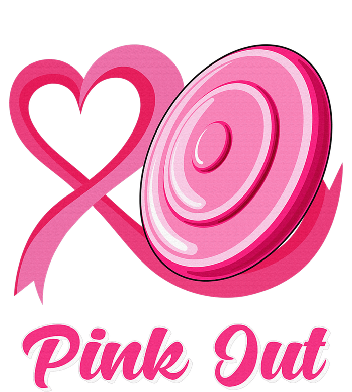 Disc Golf Heart Ribbon Pink Out Breast Cancer Awareness T-Shirt