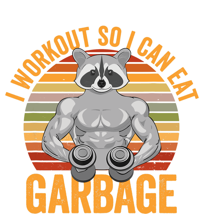 Funny Vintage I Workout So I Can Eat Garbage Raccoon Retro Women's Tri-Blend 3/4-Sleeve Raglan Shirt