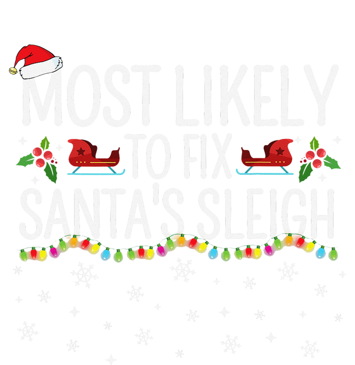 Most Likely to Fix Santa Sleigh Funny Christmas Pajamas Xmas  Yupoong Adult 5-Panel Trucker Hat