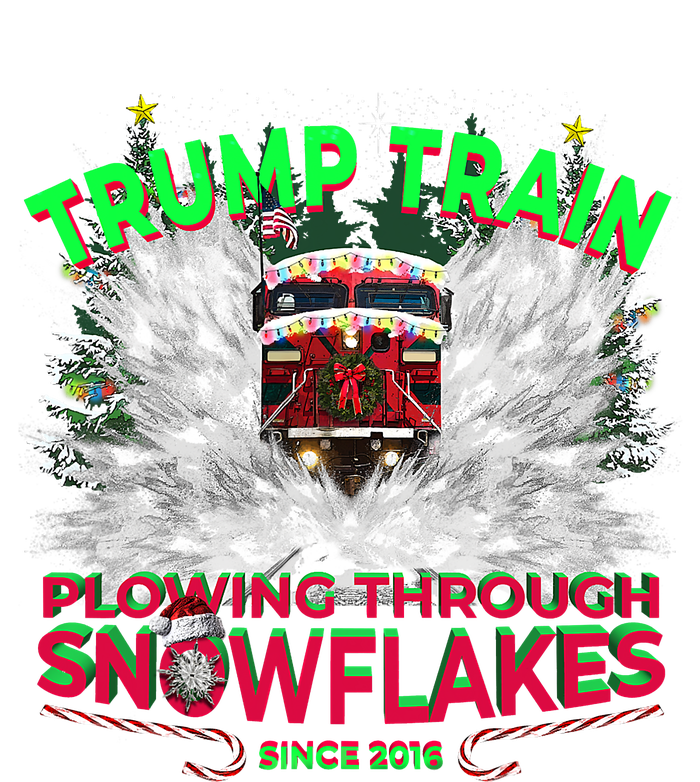 Trump Train Plowing Through Snowflakes Christmas Xmas President Tall T-Shirt