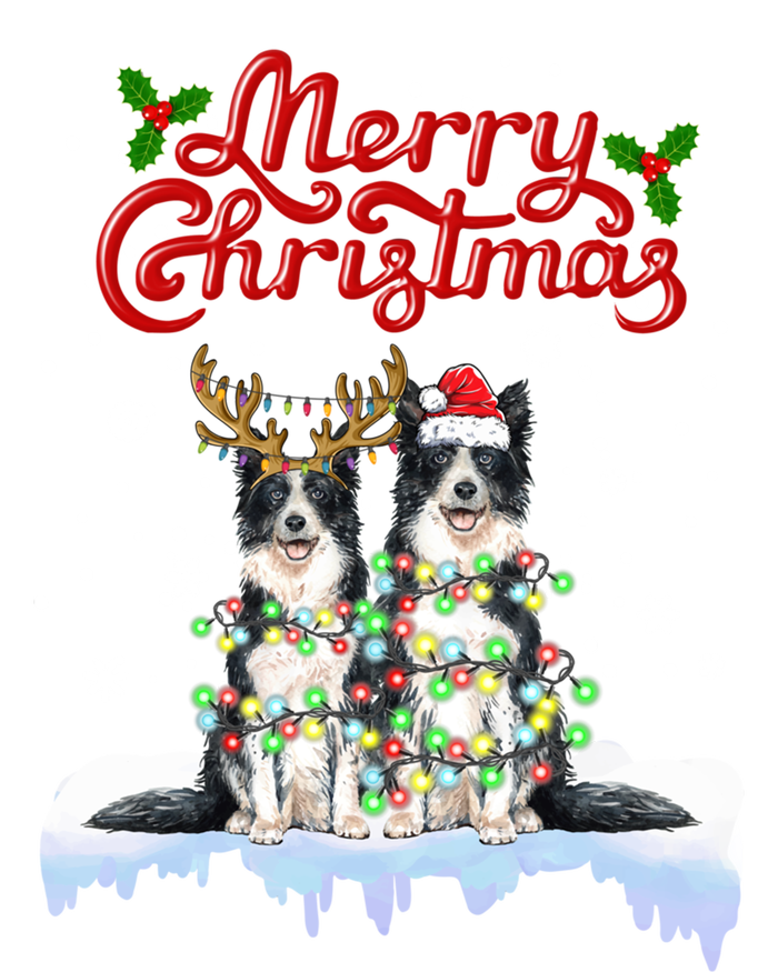 Border Collie Christmas Lights Matching Family Xmas Dog Gift Kids T-Shirt