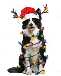 Border Collie Christmas Santa Xmas Lights Dog Lover Gift Women's Long Sleeve Flannel Pajama Set 