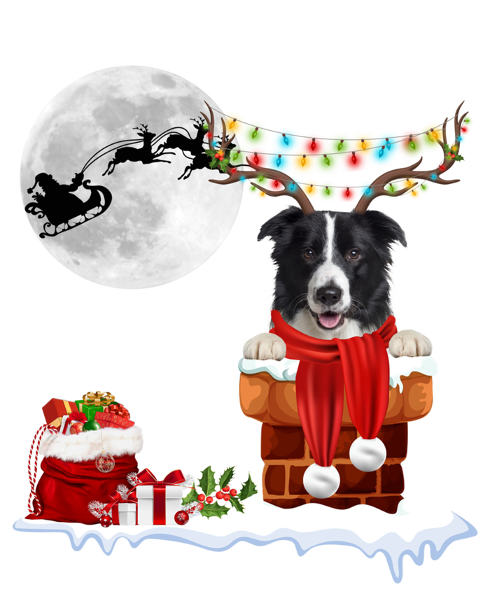 Border Collie Dog Chimney Ugly Christmas Lights Xmas Pajamas Funny Gift T-Shirt