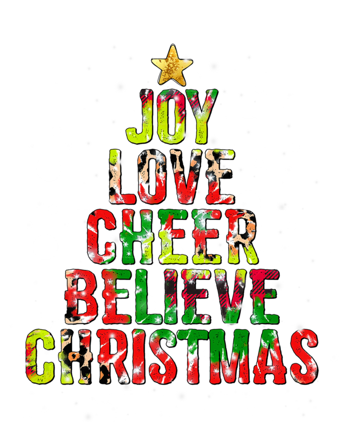 Joy Love Cheer Believe Christmas Tie Dye Xmas Tree Pajamas Gift Long Sleeve Shirt