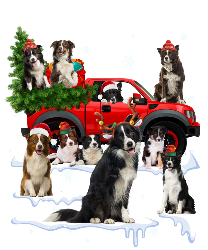 Border Collie Dog Red Truck Christmas Tree Santa Ugly Xmas Cute Gift Tall Sweatshirt