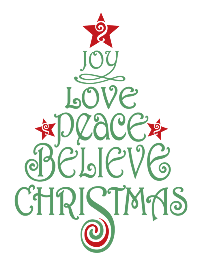 Joy Love Peace Believe Christmas Gift Xmas Tree Funny Gift Women's Flannel Pajama Set