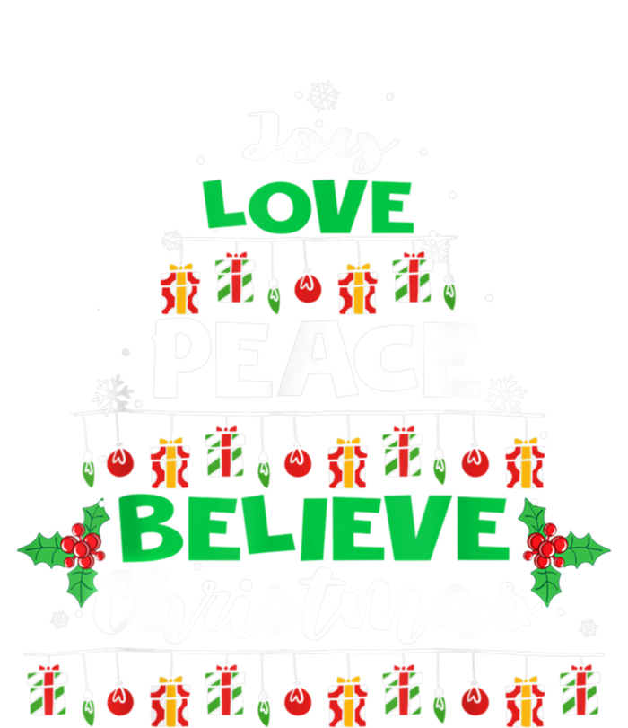 Joy Love Peace Believe Christmas Tree Pajama Xmas Holiday Cool Gift Tie-Dye T-Shirt