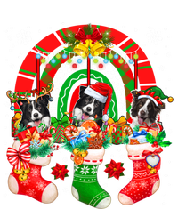 Santa Reindeer Border Collie Dogs In Xmas Socks Rainbow Great Gift Softstyle Adult Sport Polo