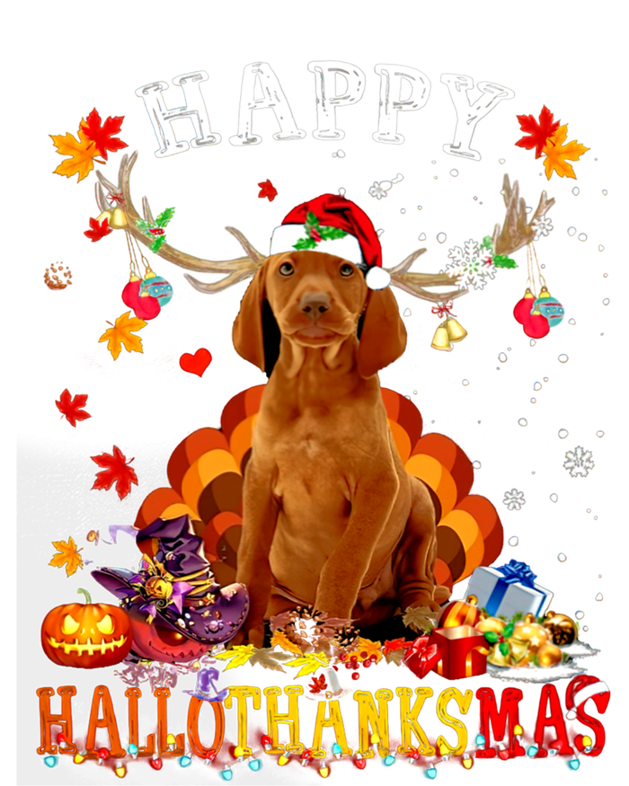 Happy Hallothanksmas Vizsla Dog Halloween Xmas Gift Zip Tote Bag